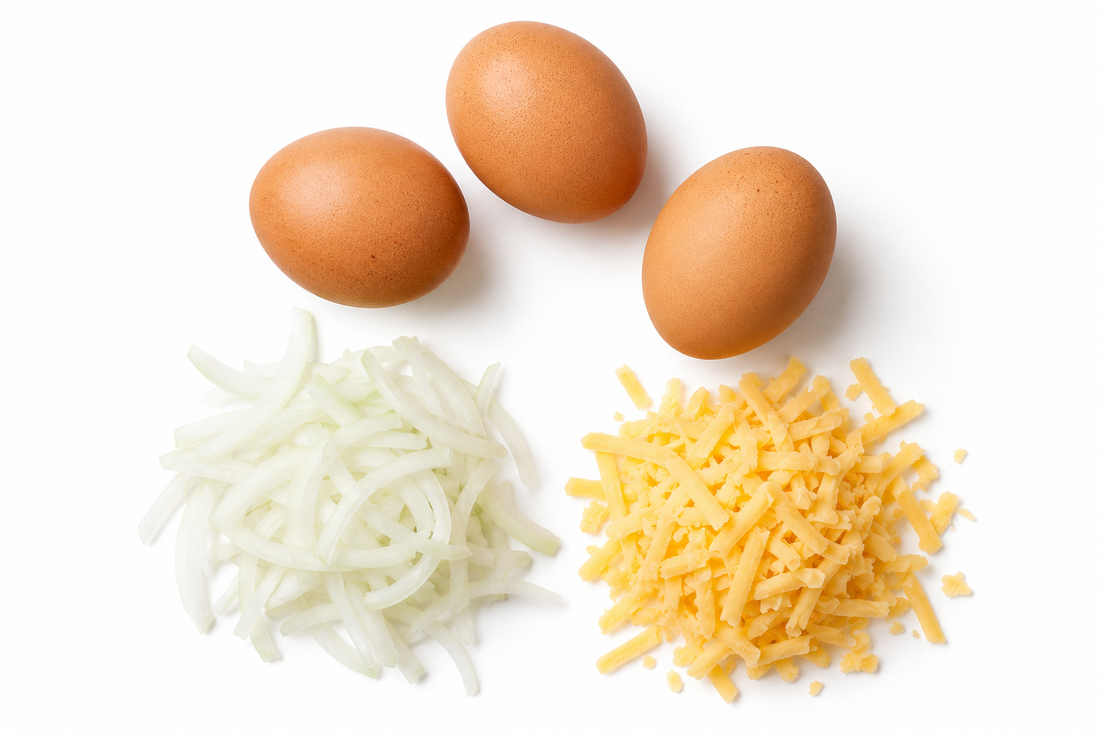 Cheddar & Onion Omelette ingredients
